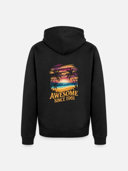 Awesome Since 1961 Beach Sunset - Unisex Premium Organic Zip Hoodie - black