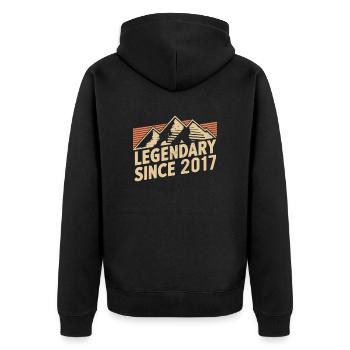 Legendär Seit 2017 Geburtstag - Unisex Premium Bio Zip Hoodie - Schwarz - Hinten - Nico (187cm)