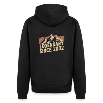 Legendär Seit 2002 Geburtstag - Unisex Premium Bio Zip Hoodie - Schwarz - Hinten - Nico (187cm)