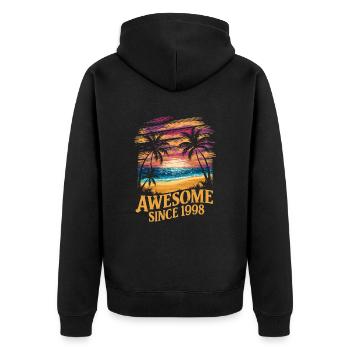 Awesome Since 1998 Beach Sunset - Unisex Premium Organic Zip Hoodie - black - Back - Nico (187cm)
