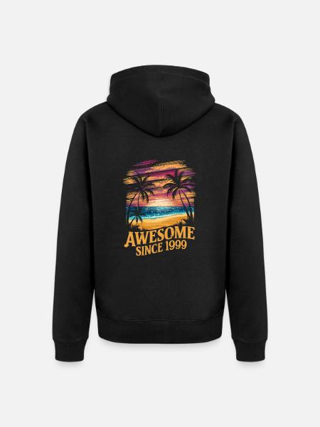 Awesome Since 1999 Beach Sunset - Unisex Premium Organic Zip Hoodie - black