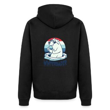 Eisbaden Eisbad Winterbader Cartoon - Unisex Premium Bio Zip Hoodie - Schwarz - Hinten - Nico (187cm)