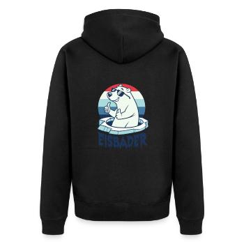 Eisbaden Eisbad Winterbader Cartoon - Unisex Premium Bio Zip Hoodie - Schwarz - Hinten - Nico (187cm)
