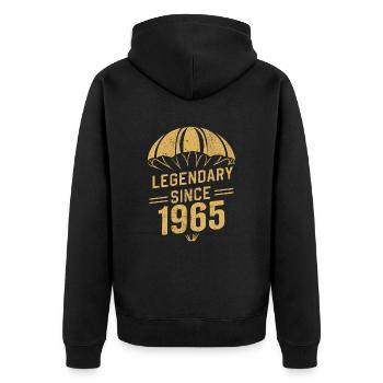 Legendary Since 1965 - Skydiver Birthday Vintage - Unisex Premium Organic Zip Hoodie - black - Back - Nico (187cm)