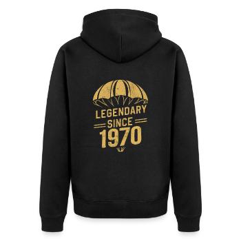 Legendary Since 1970 - Skydiver Birthday Vintage - Unisex Premium Organic Zip Hoodie - black - Back - Nico (187cm)