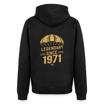 Légendaire depuis 1971 - Parachutiste Anniversaire Vintage - Veste à capuche bio Premium Unisexe - noir - Dos - Nico (187cm)