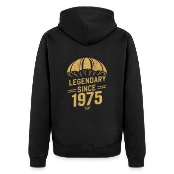 Legendary Since 1975 - Skydiver Birthday Vintage - Unisex Premium Organic Zip Hoodie - black - Back - Nico (187cm)