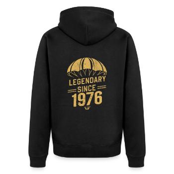Legendary Since 1976 - Skydiver Birthday Vintage - Unisex Premium Organic Zip Hoodie - black - Back - Nico (187cm)