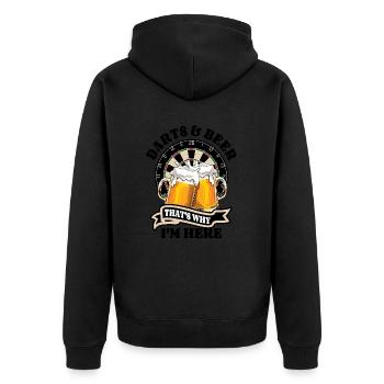Darts & Beer - That's why I'm here - Dart Fan - Unisex Premium Bio Zip Hoodie - Schwarz - Hinten - Nico (187cm)