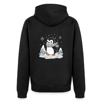 Funny penguin in winter wonderland - Unisex Premium Organic Zip Hoodie - black - Back - Nico (187cm)