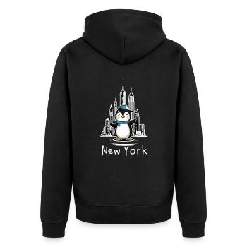 Pingouin mignon à New York - Veste à capuche bio Premium Unisexe - noir - Dos - Nico (187cm)