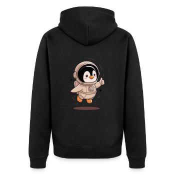 Mignon pingouin astronaute avec le pouce vers le haut - Veste à capuche bio Premium Unisexe - noir - Dos - Nico (187cm)
