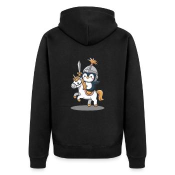 Knight Penguin chevauche une licorne - Veste à capuche bio Premium Unisexe - noir - Dos - Nico (187cm)