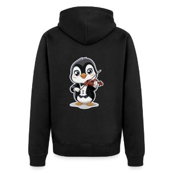 Mignon Pingouin Fiddler Drôle Comédie musicale - Veste à capuche bio Premium Unisexe - noir - Dos - Nico (187cm)