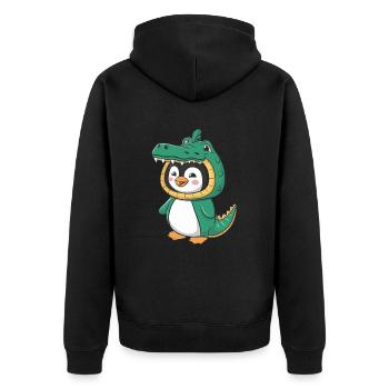 Pingouin mignon en costume de crocodile - Veste à capuche bio Premium Unisexe - noir - Dos - Nico (187cm)