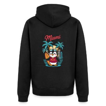 Miami Traveler Penguin avec planche de surf - Veste à capuche bio Premium Unisexe - noir - Dos - Nico (187cm)