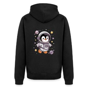 Cute penguin astronaut in space - Unisex Premium Organic Zip Hoodie - black - Back - Nico (187cm)