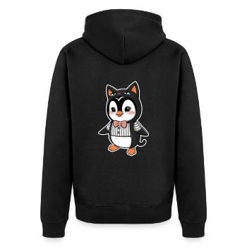 Süßer Pinguin Im Tierkostüm Mit Fliege - Unisex Premium Bio Zip Hoodie - Schwarz - Hinten - Nico (187cm)