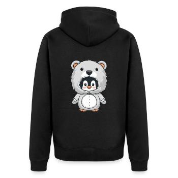 Pingouin en costume d’ours câlin - Veste à capuche bio Premium Unisexe - noir - Dos - Nico (187cm)
