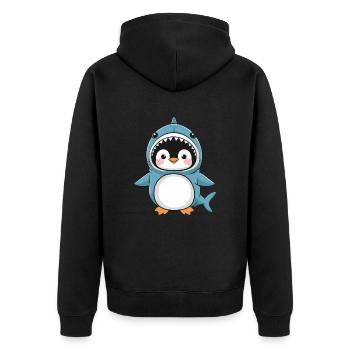 Pingouin mignon en costume de requin - Veste à capuche bio Premium Unisexe - noir - Dos - Nico (187cm)
