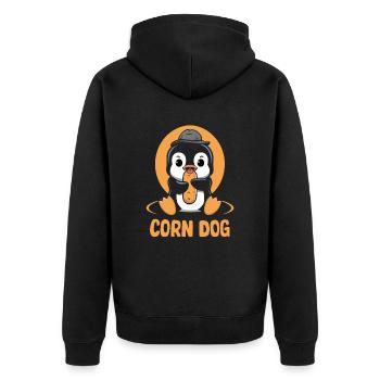 Cute Penguin With Corn Dog - Unisex Premium Organic Zip Hoodie - black - Back - Nico (187cm)