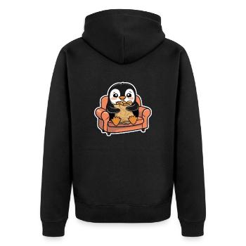 Pingouin sur le canapé avec des collations - Veste à capuche bio Premium Unisexe - noir - Dos - Nico (187cm)