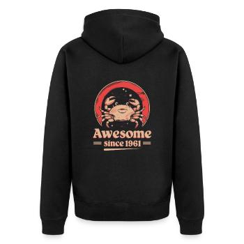 Cancer Zodiac Birthday Since 1961 Great - Unisex Premium Organic Zip Hoodie - black - Back - Nico (187cm)