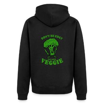 Ne soyez pas énervé, mangez votre Veggie - Brocoli, végétalien - Veste à capuche bio Premium Unisexe - noir - Dos - Nico (187cm)