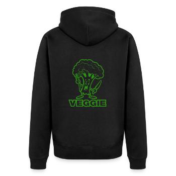Broccoli Veggie - Vegetables, vegan - Unisex Premium Organic Zip Hoodie - black - Back - Nico (187cm)