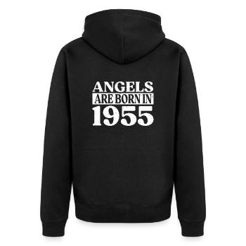 Angel né en 1955 Anniversaire - Veste à capuche bio Premium Unisexe - noir - Dos - Nico (187cm)