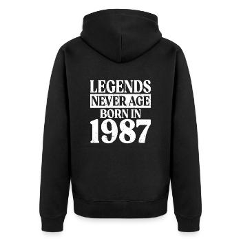 Legends Never Grow Old Birthday 1987 - Unisex Premium Organic Zip Hoodie - black - Back - Nico (187cm)