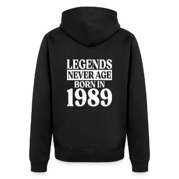 Legends Never Get Old Birthday 1989 - Unisex Premium Organic Zip Hoodie - black - Back - Nico (187cm)