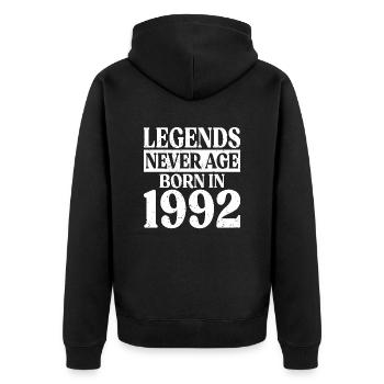 Legends Never Grow Old Birthday 1992 - Unisex Premium Organic Zip Hoodie - black - Back - Nico (187cm)