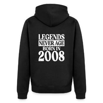 Legends Never Get Old Birthday 2008 - Unisex Premium Organic Zip Hoodie - black - Back - Nico (187cm)