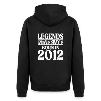 Legenden Werden Nie Alt Geburtstag 2012 - Unisex Premium Bio Zip Hoodie - Schwarz - Hinten - Nico (187cm)