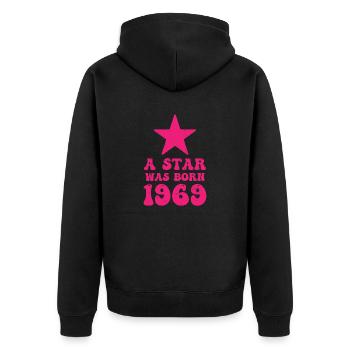 Ein Stern Wurde 1969 Geboren Geburtstag - Unisex Premium Bio Zip Hoodie - Schwarz - Hinten - Nico (187cm)