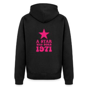 Ein Stern Wurde 1971 Geboren Geburtstag - Unisex Premium Bio Zip Hoodie - Schwarz - Hinten - Nico (187cm)