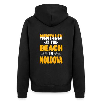 Mentally At The Beach In Moldova - Unisex Premium Organic Zip Hoodie - black - Back - Nico (187cm)