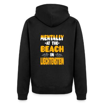 Mentally At The Beach In Liechtenstein - Unisex Premium Organic Zip Hoodie - black - Back - Nico (187cm)