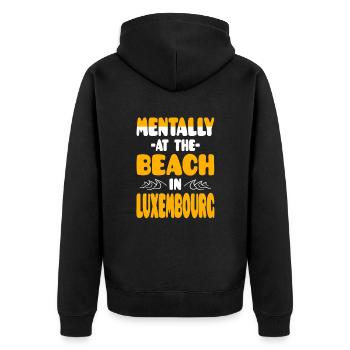 Mentally At The Beach In Luxembourg - Unisex Premium Organic Zip Hoodie - black - Back - Nico (187cm)
