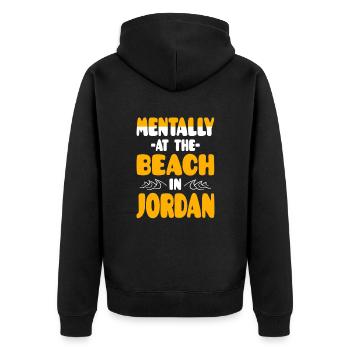 Mentally At The Beach In Jordan - Unisex Premium Organic Zip Hoodie - black - Back - Nico (187cm)