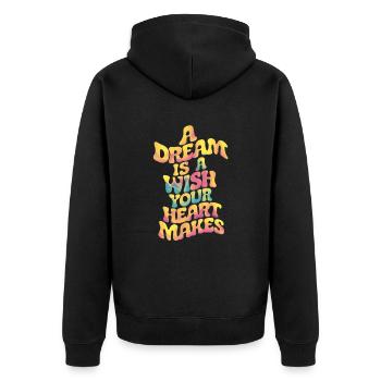 Ein Traum Ist Ein Wunsch Deines Herzens - Unisex Premium Bio Zip Hoodie - Schwarz - Hinten - Nico (187cm)