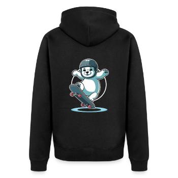 Ours polaire de skateboard avec casque - Veste à capuche bio Premium Unisexe - noir - Dos - Nico (187cm)