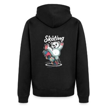 Ours mignon sur le skateboard patinant - Veste à capuche bio Premium Unisexe - noir - Dos - Nico (187cm)