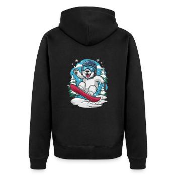 Ours polaire en snowboard dans la forêt hivernale - Veste à capuche bio Premium Unisexe - noir - Dos - Nico (187cm)