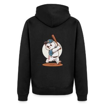 Cute Baseball Bear Drawing - Unisex Premium Organic Zip Hoodie - black - Back - Nico (187cm)