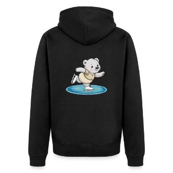-skating bear on surface - Unisex Premium Organic Zip Hoodie - black - Back - Nico (187cm)