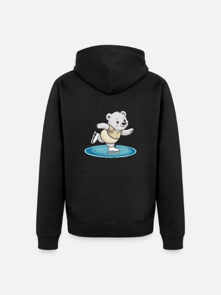 -skating bear on surface - Unisex Premium Organic Zip Hoodie - black