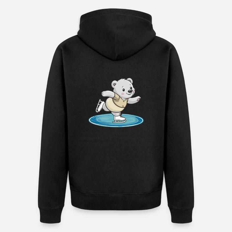 Ours patineur sur glace - Veste à capuche bio Premium Unisexe - noir