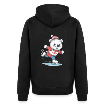 Cute polar bear skating - Unisex Premium Organic Zip Hoodie - black - Back - Nico (187cm)